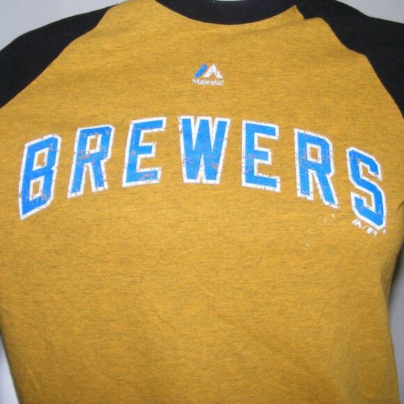 MILWAUKEE BREWERS Tee, M, Blue/Yellow, Logo, Cooperstown collection, Baseball - Picture 2 of 12